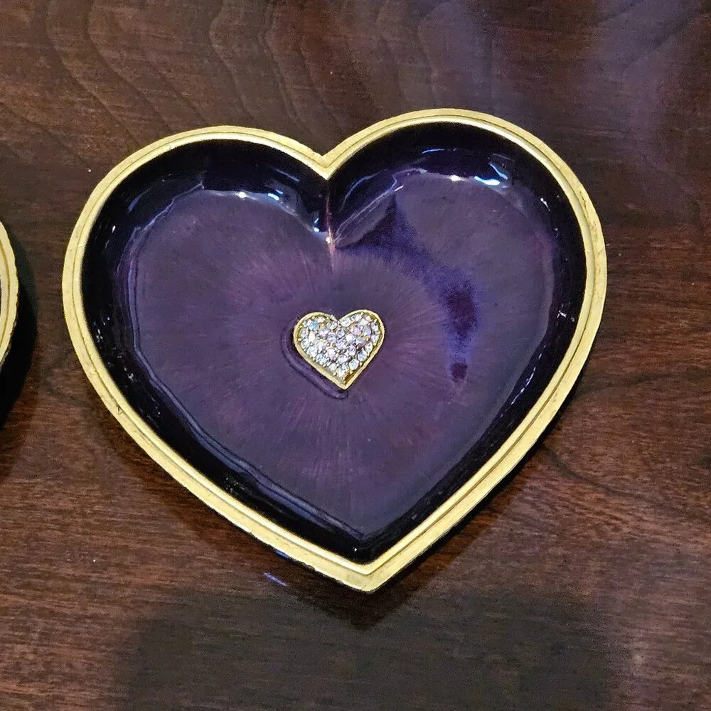 RARE JAY STRONGWATER HEART BUTTERFLY ENAMEL CRYSTAL JEWELRY VANITY TRINKET BOX